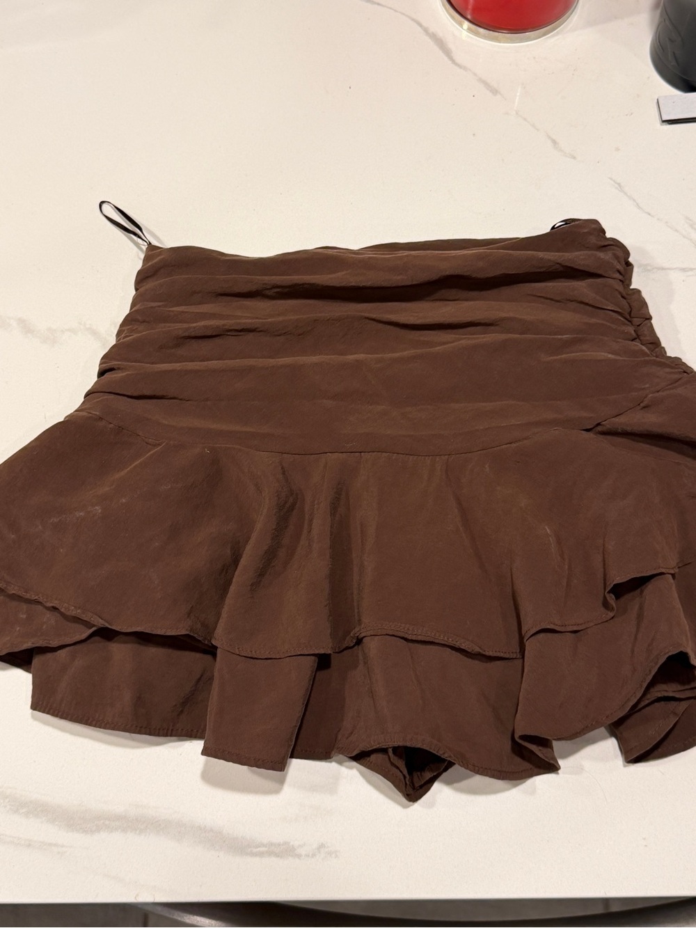 Zara Chocolate Brown Layered Ruffle Skater Skirt